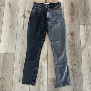 Abercrombie Curve Love High Rise Straight Leg Denim Jeans Washed Black Grey NWT
